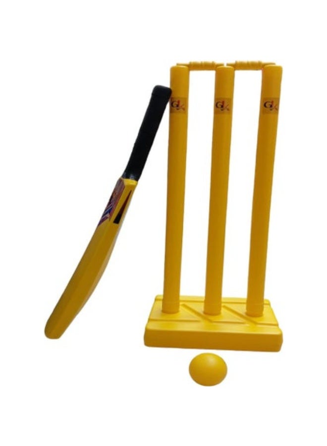 GK Golden Kick GK Kids Cricket Set | Rubber Grip Bat, Soft Ball & Wicket Stumps | Molded Plastic All-Weather | Ages 4-8 or 8-11 - Image 1