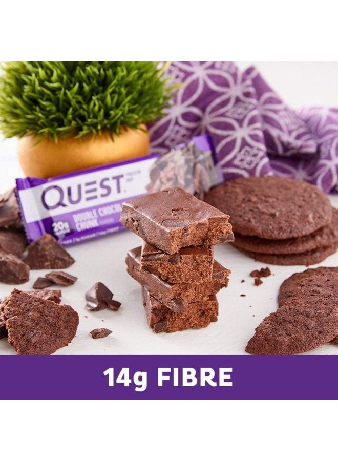 بار بروتين كويست نيوتريشن، غني بالبروتين، منخفض الكربوهيدرات، خالي من الغلوتين والصويا، مناسب لنظام الكيتو الغذائي، (قطعة شوكولاتة مزدوجة) عبوة من 12 قطعة - Image 2