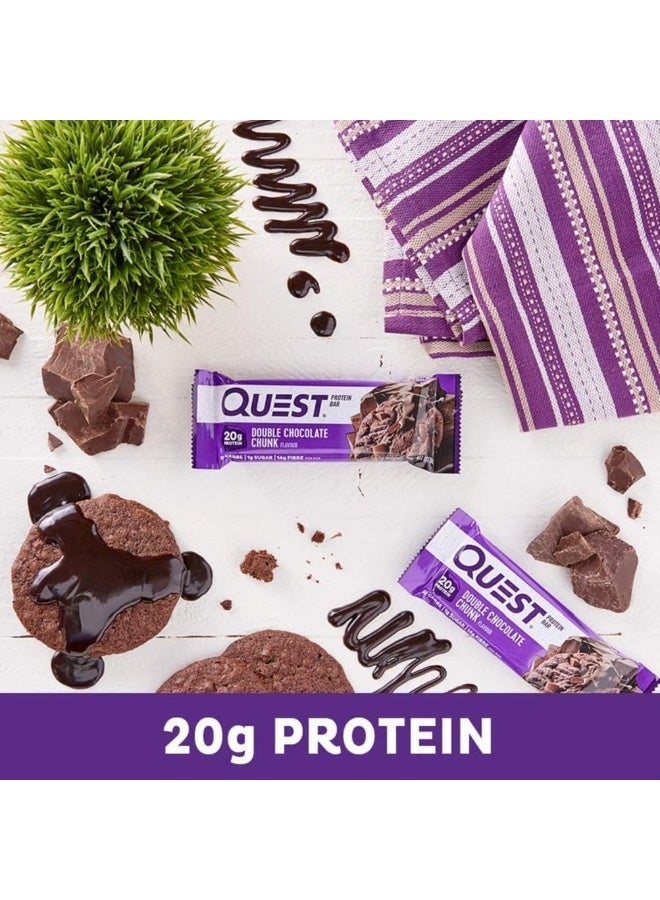 بار بروتين كويست نيوتريشن، غني بالبروتين، منخفض الكربوهيدرات، خالي من الغلوتين والصويا، مناسب لنظام الكيتو الغذائي، (قطعة شوكولاتة مزدوجة) عبوة من 12 قطعة - Image 4