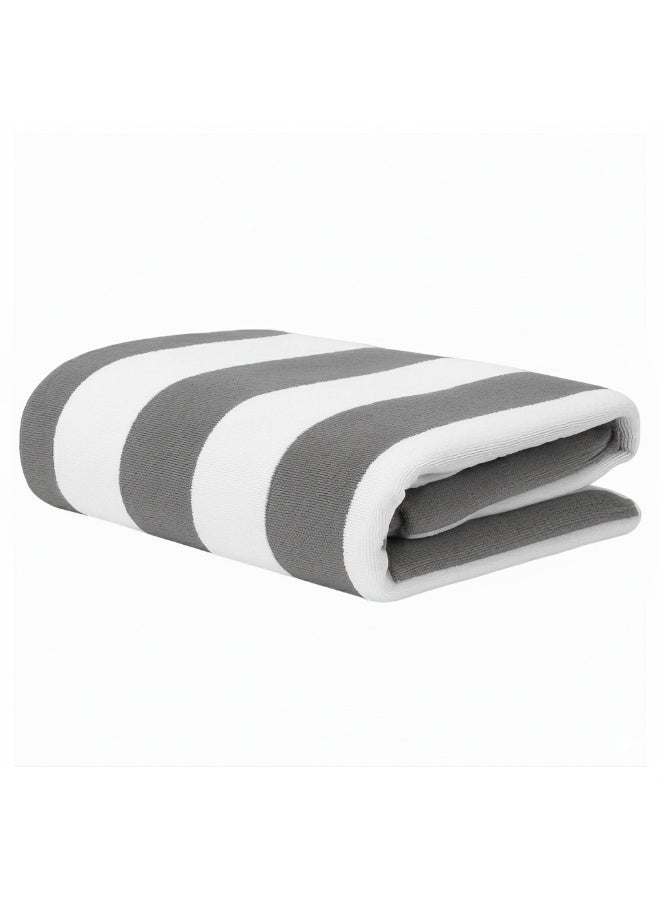 Fabienne Oversized Premium Beach Towel 90x180 cm Luxury Pool Towel Cabana Stripe Oversized Bath Sheet Spa Towel Sand Resistant 5-Star Hotel Quality Towel Grey - Image 1