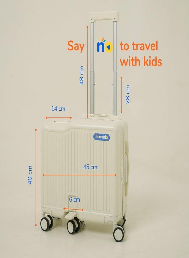 nomado Scoot-Case 6-Wheel Cabin Bag for Kids, Polycarbonate Shell Ride-On Suitcase with Footrest, Phone Holder & Lock, 40L Capacity, Luggage for Boys & Girls, Trolley Bag with 4 Bag Hooks (Peach) - Image 5