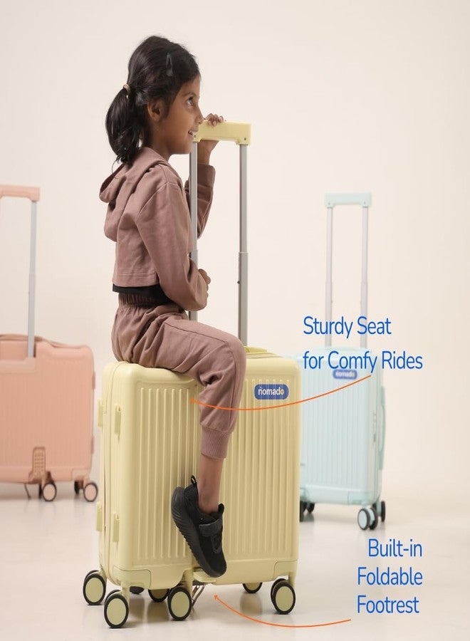 nomado Scoot-Case 6-Wheel Cabin Bag for Kids, Polycarbonate Shell Ride-On Suitcase with Footrest, Phone Holder & Lock, 40L Capacity, Luggage for Boys & Girls, Trolley Bag with 4 Bag Hooks (Peach) - Image 2