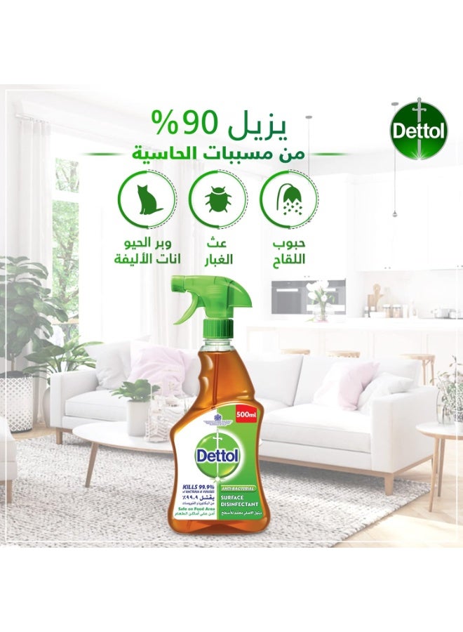 إيروريكس مطهر الأسطح ديتول 500 مل يقتل 99.9 بالمائة من البكتيريا والفيروسات آمن على مناطق الطعام بخاخ مضاد للبكتيريا للتنظيف اليومي - Image 3