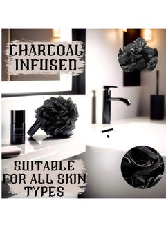 SOLARAE Charcoal Infused Scalp Brush soft Silicone Bristles and Bath Loofah Sponge Scrubber Exfoliator,  Body & Scalp Washing Scrubber for all Hair Types (BLACK)  - Image 2