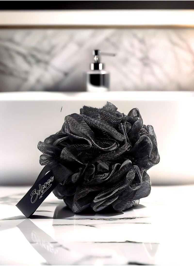 Charcoal Infused Scalp Brush soft Silicone Bristles and Bath Loofah Sponge Scrubber Exfoliator,  Body & Scalp Washing Scrubber for all Hair Types (BLACK)