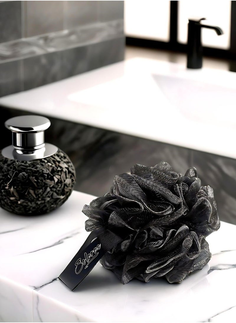 Charcoal Infused Scalp Brush soft Silicone Bristles and Bath Loofah Sponge Scrubber Exfoliator,  Body & Scalp Washing Scrubber for all Hair Types (BLACK)