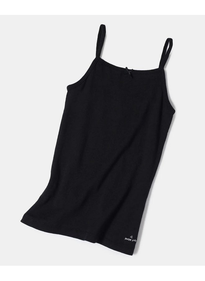 JOCKEY - Sg04 Girl'S Super Combed Cotton Rib Fabric Camisole With Regular Straps Black - Image 1