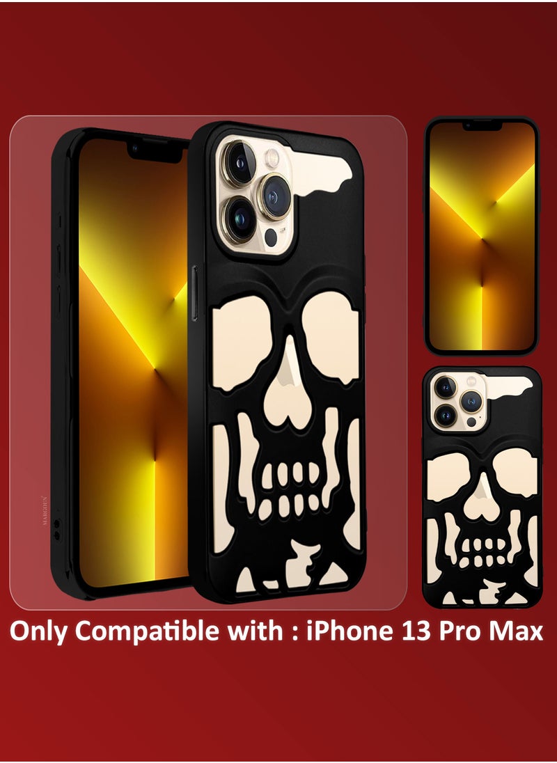 CATANES iPhone 13 Pro Max Case Cover Soft TPU and Glossy with Skull Design - Black  - Image 5