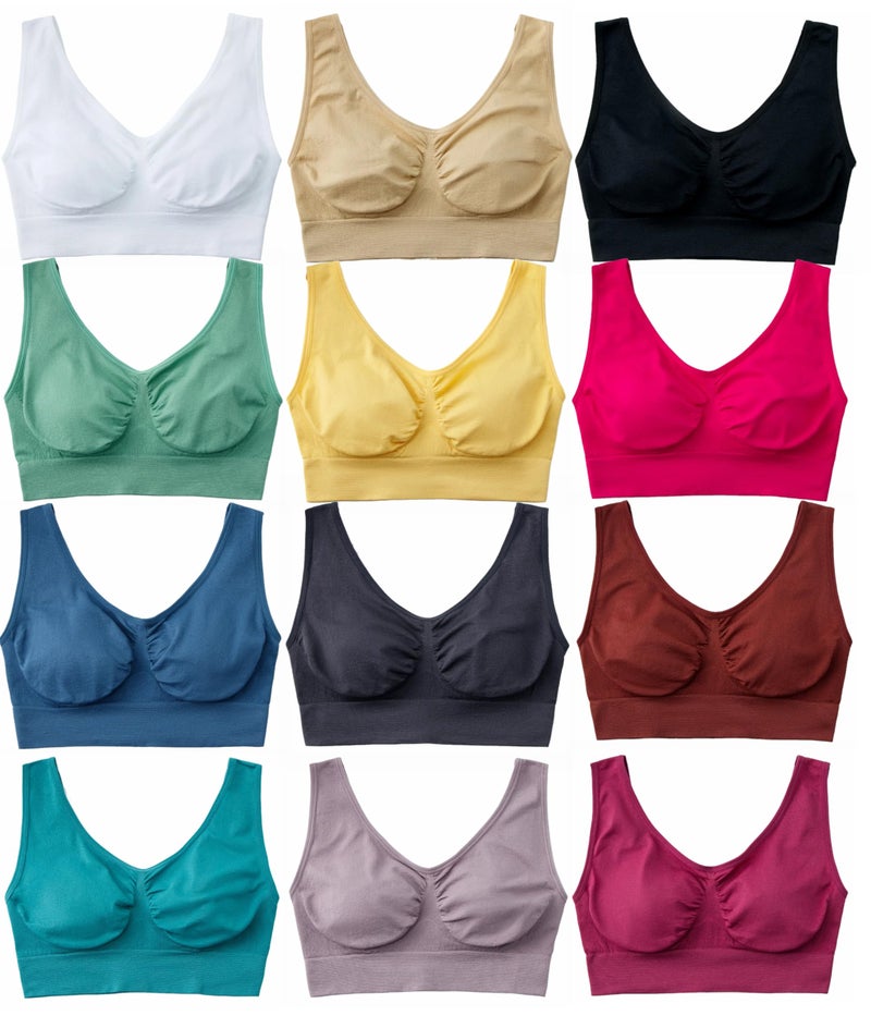 Hiking Gril Women's Comfort Wirefree Bralette Unpadded Sleep Yoga Bra 12pk S - Image 1