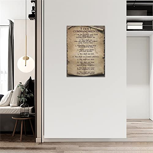SweetFox 10 Commandments Wall Art Vintage Ten Commandments Wall Decor God Bible Verses Inspirational Quotes Canvas Painting Print Artworks Rustic Christian Decor Framed for Living Room Bedroom Office 12"x16" - Image 4