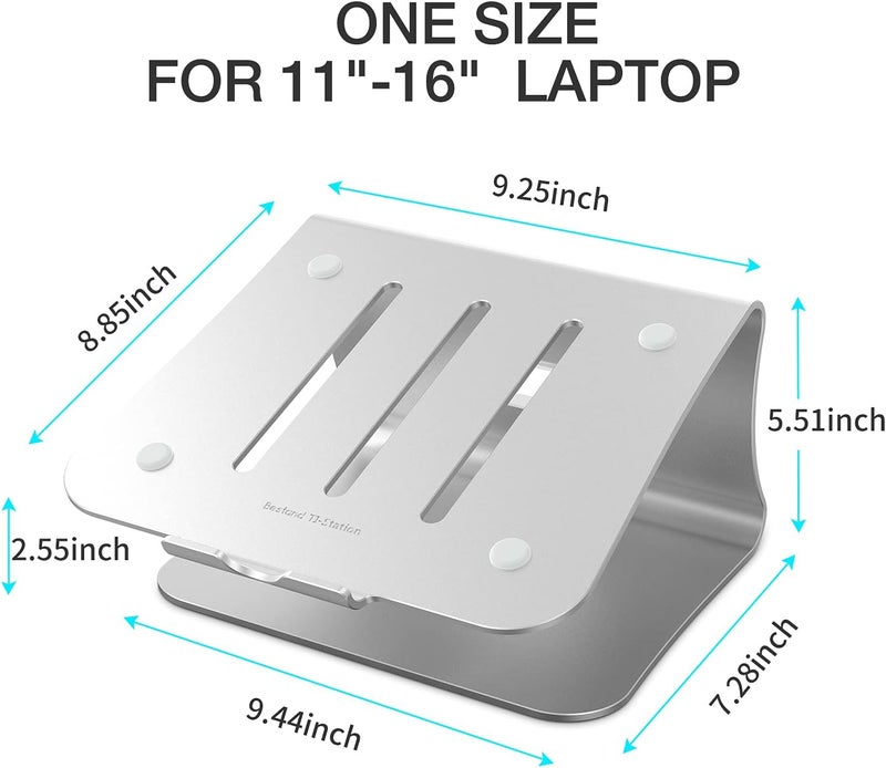 Bestand Laptop Stand, Aluminum Notebook Holder Riser Heat-Vent for MacBook Air/Pro, Dell, HP, Lenovo, Microsoft Surface, Samsung 11-16 inches Notebook (Space Silver) - Image 2