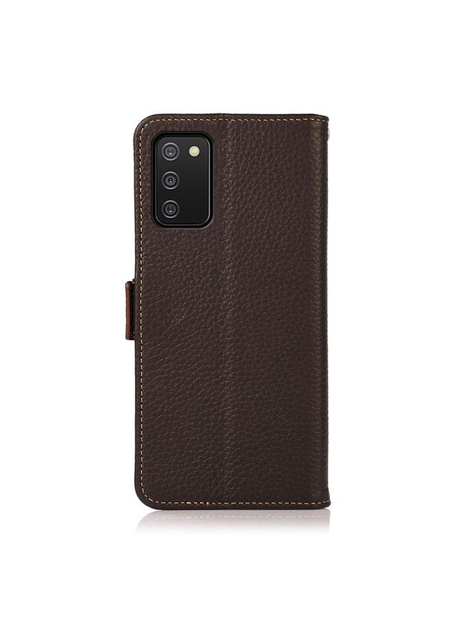 اس-توب جراب لهاتف Samsung Galaxy A03s إصدار 166 مم من KHAZNEH جراب هاتف RFID من الجلد الطبيعي الليتشي المغناطيسي الجانبي - Image 3