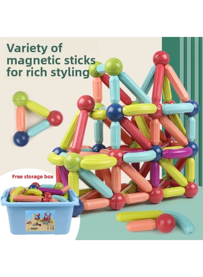Varied Large Magnetic Stick Children's Early Education Yizhibao Intelligence Development Assembled Toys Boys And Girls Building Blocks Wholesale-Color:16-piece Set Of Magnetic Rod Storage Bag - Image 3