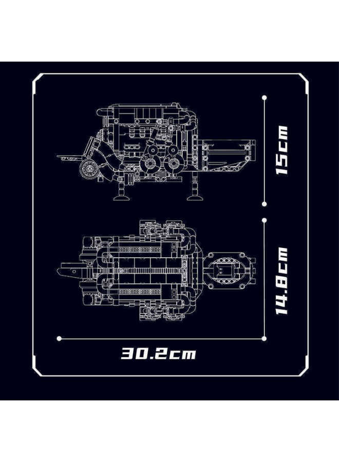 Building Blocks - 10131 W16 Engine Building Blocks - Yuxing Supercar Series, engine model, challenging to assemble, compatible with mainstream brands, suitable for adults and children's collections. - Image 4