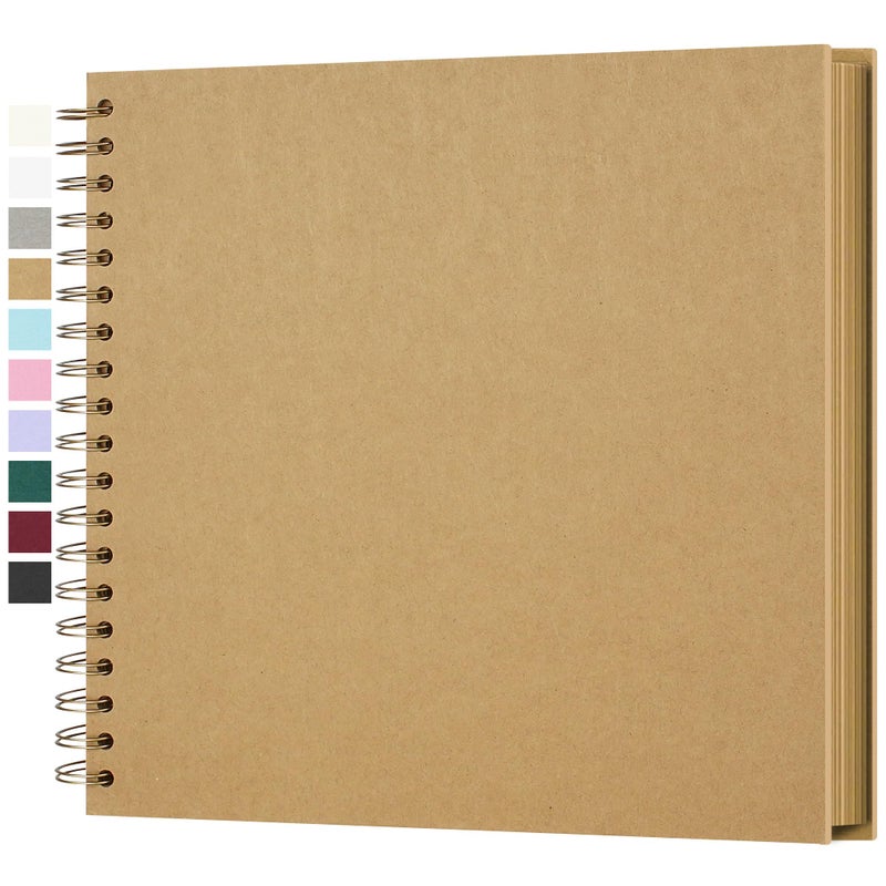 Yopih 10 x 10 Inch DIY Scrapbook Photo Album Hardcover Kraft Blank Page Acid-Free, 100 Pages (50 Sheets) Memory Book for Wedding Anniversaries Family Baby Memories Small Scrapbooking Projects, Yellow - Image 1
