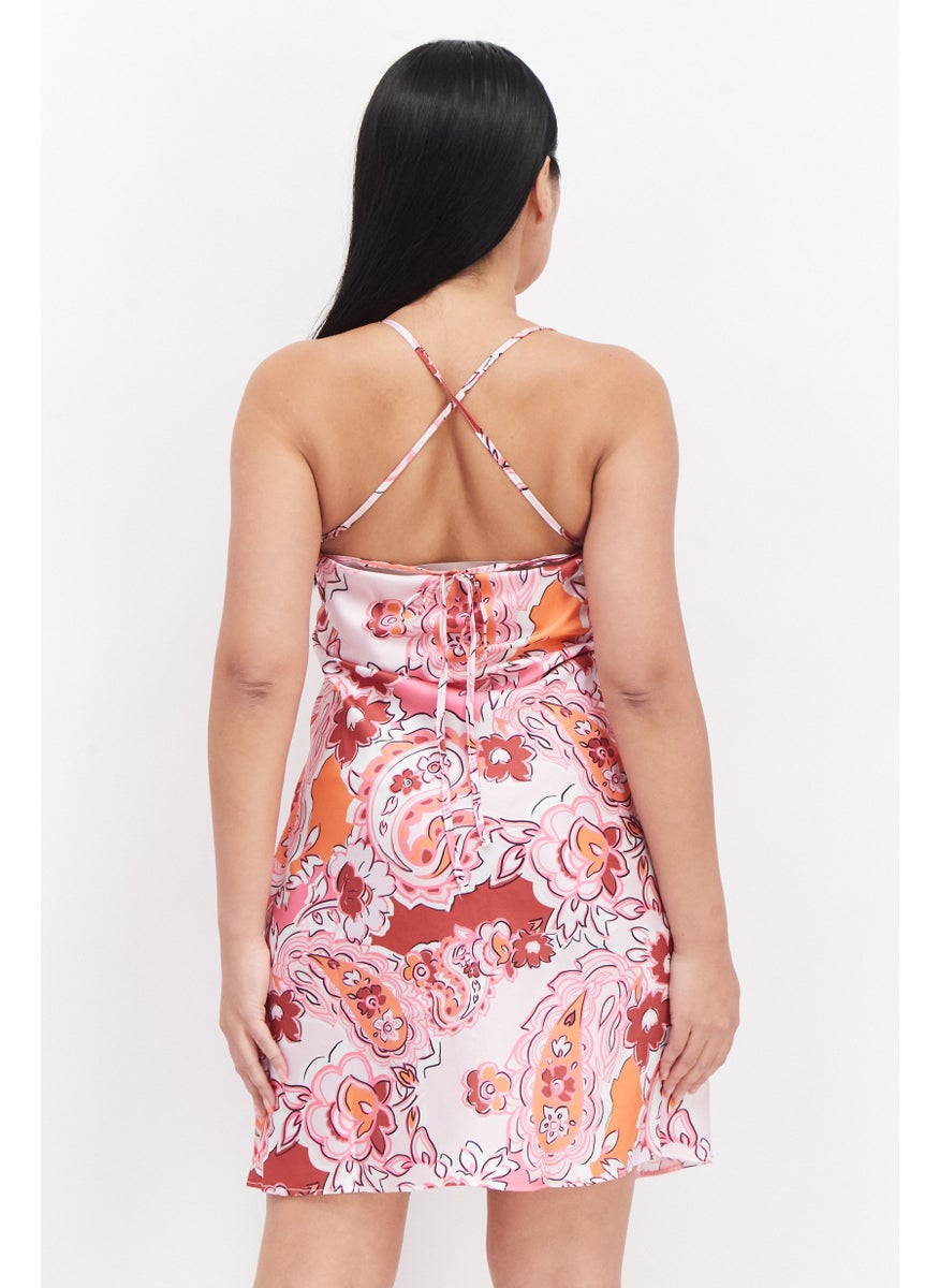 RIVER ISLAND Women Floral Printed Mini Dress, Pink Combo  - Image 2
