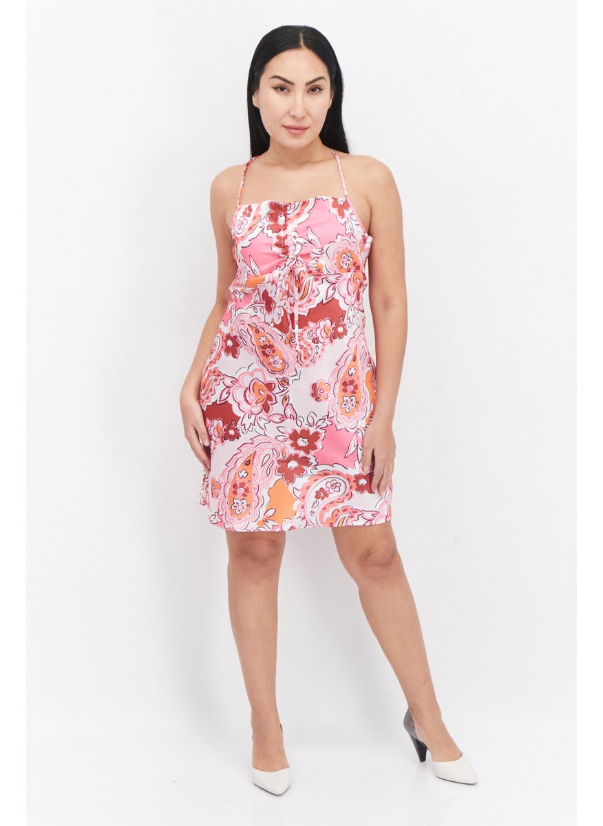 RIVER ISLAND Women Floral Printed Mini Dress, Pink Combo  - Image 4