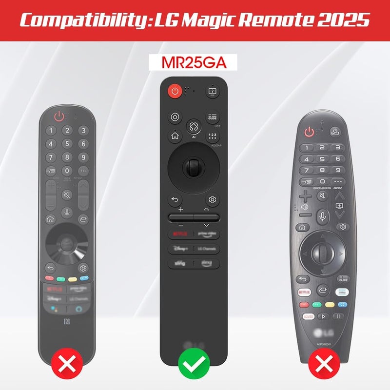 Winceed MR25GA Magic Remote Cover [Anti-Slip] Protective Silicone Case for LG MR25GA Remote Compatible with 2025 LG OLED Smart TV Series Remote (Red) - Image 2