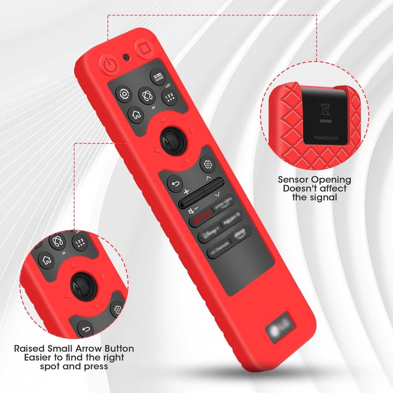 Winceed MR25GA Magic Remote Cover [Anti-Slip] Protective Silicone Case for LG MR25GA Remote Compatible with 2025 LG OLED Smart TV Series Remote (Red) - Image 3