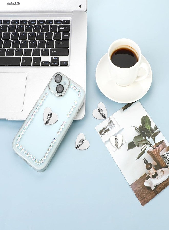 Styquenzer 12 Pcs Silver Heart Phone Grip Metal Charm Rings Loop Stand Cute Accessories for DIY Cell Phone Case Pad Tablet Supplies - Image 4