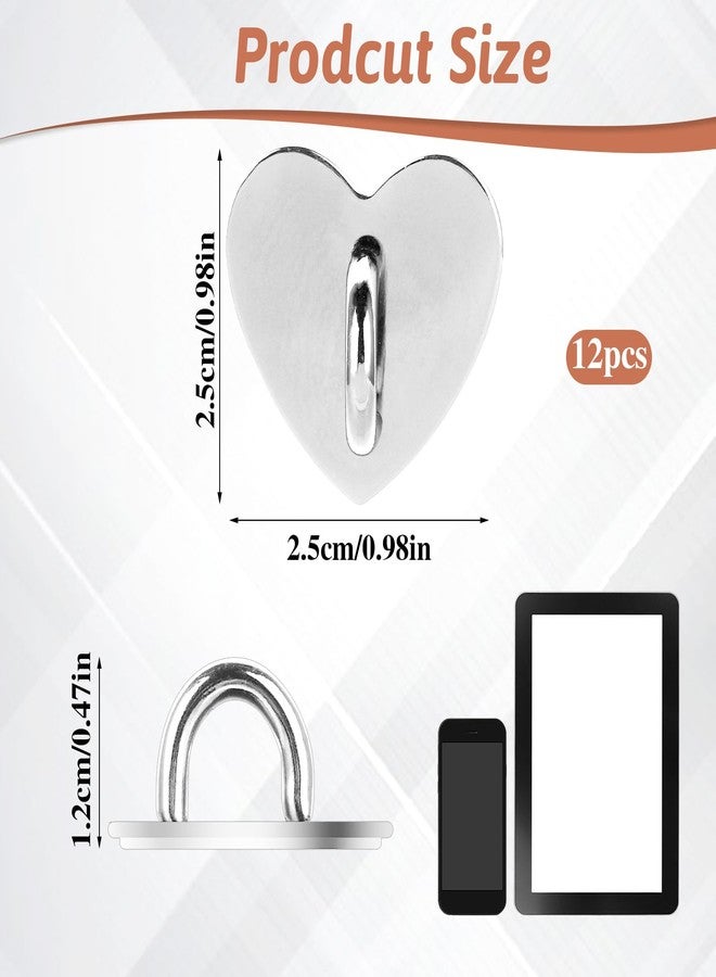 Styquenzer 12 Pcs Silver Heart Phone Grip Metal Charm Rings Loop Stand Cute Accessories for DIY Cell Phone Case Pad Tablet Supplies - Image 2