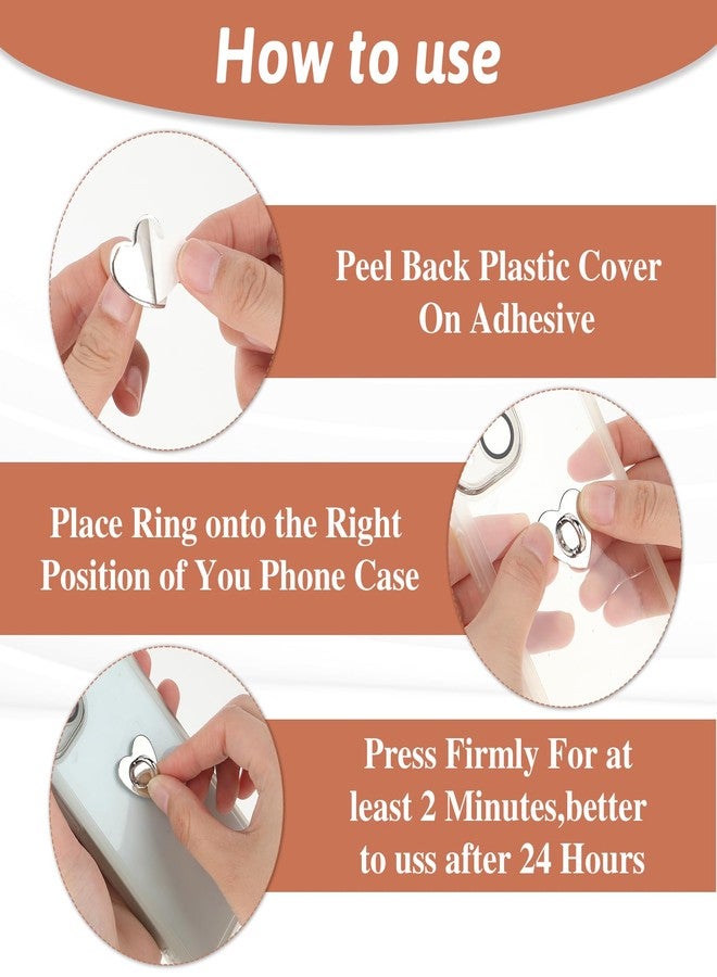 Styquenzer 12 Pcs Silver Heart Phone Grip Metal Charm Rings Loop Stand Cute Accessories for DIY Cell Phone Case Pad Tablet Supplies - Image 3