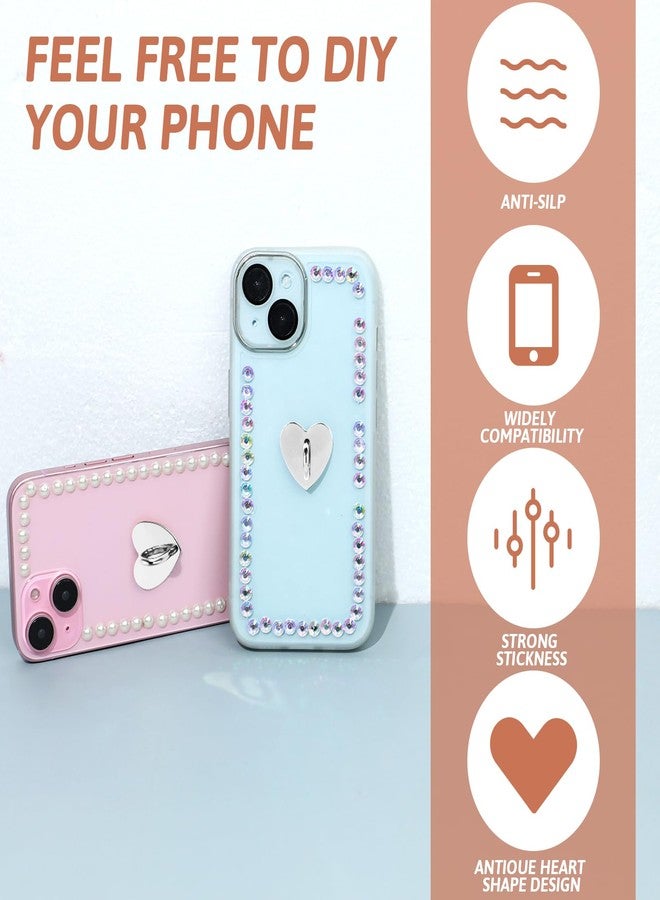 Styquenzer 12 Pcs Silver Heart Phone Grip Metal Charm Rings Loop Stand Cute Accessories for DIY Cell Phone Case Pad Tablet Supplies - Image 5