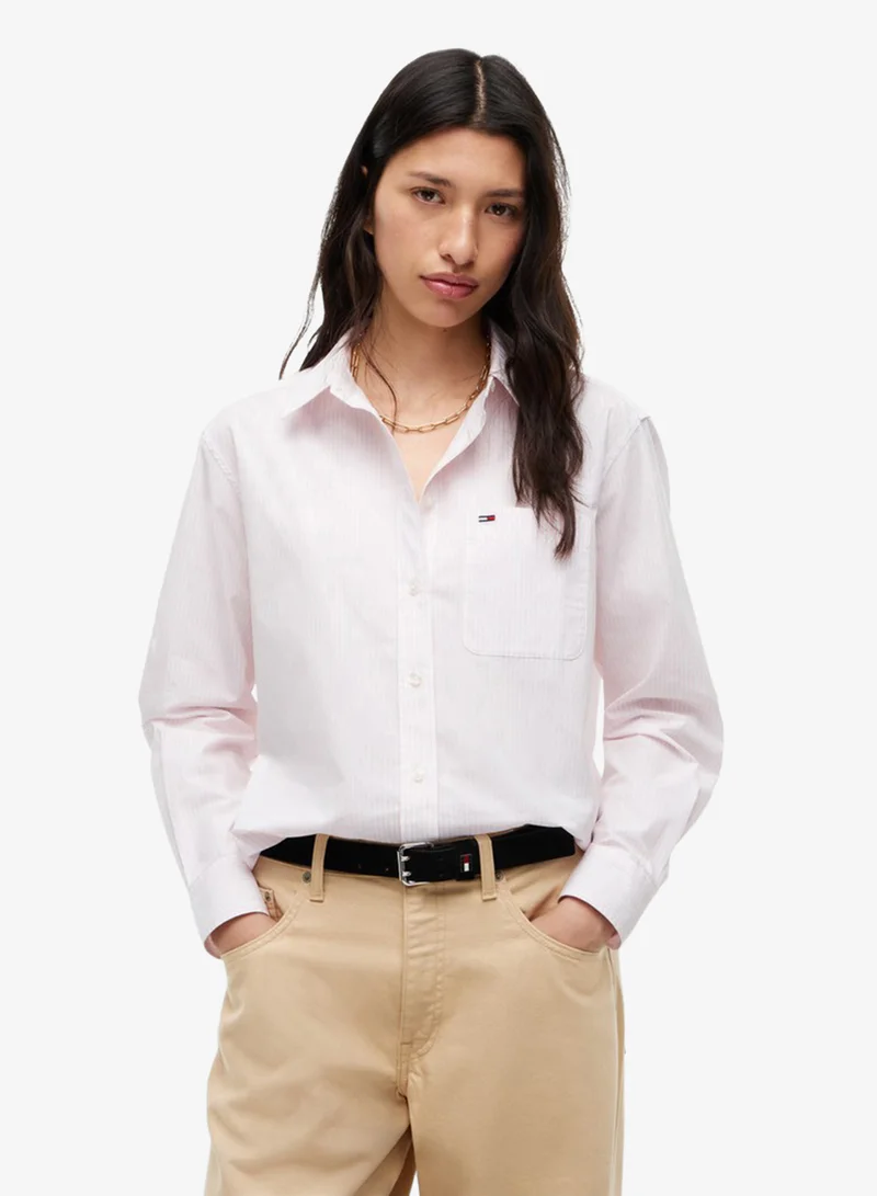 Tommy Jeans Relaxed Fit Yarn Dyed Poplin Shirt