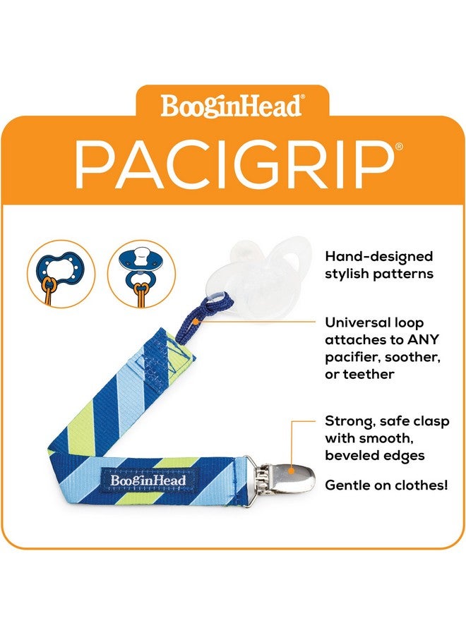 BooginHead Baby Newborn PaciGrip Pacifier Clip, Leap Blue/Green - Image 1