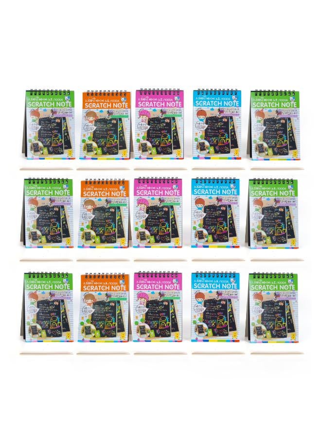 Smart Play Birthday Return Gifts for Kids Scratch Book Set, Fun and Creative Return Gifts for Kids Party, Magic Books for 3-12 Years, Multicolor. Includes complimentary Stencil (15)