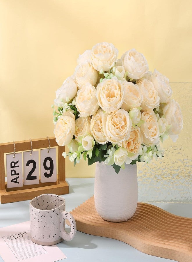 Ovveroche 8 Pack Champagne Peonies Artificial Flowers, Fake Silk Hydrangea Bouquet for Bridal Wedding Home Table Decor Reusable Dining Opening Ceremony Birthday Arrangement Faux Floral - Image 5