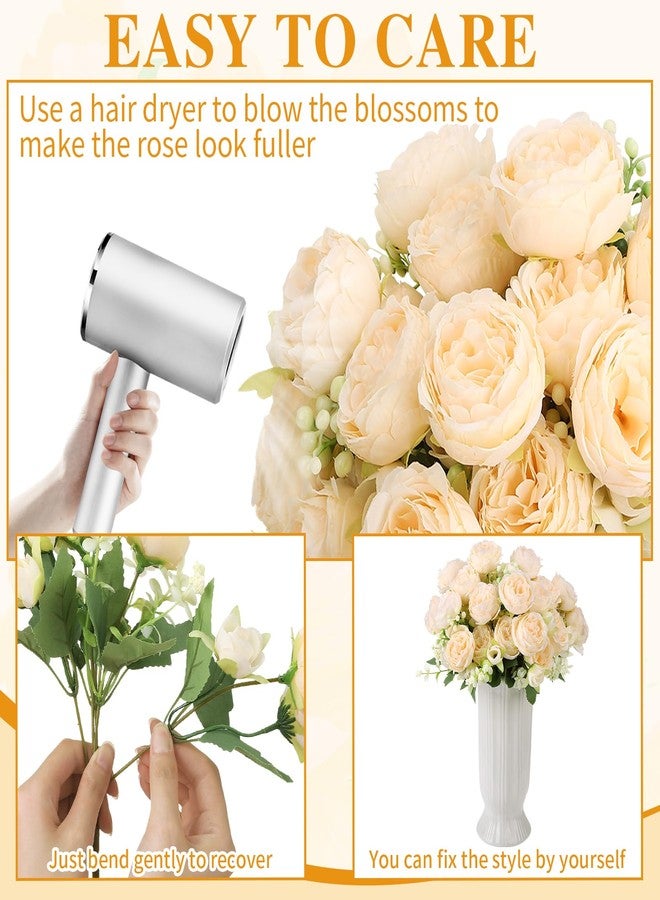 Ovveroche 8 Pack Champagne Peonies Artificial Flowers, Fake Silk Hydrangea Bouquet for Bridal Wedding Home Table Decor Reusable Dining Opening Ceremony Birthday Arrangement Faux Floral - Image 4