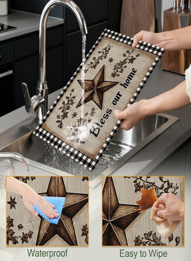 CXULIN Table Placemats Set of 6,Wood Star Cloth Placemats,Rustic Farmhouse Heat-Resistant Table Mats for Kitchen Dining Room Decoration,Non-Slip Fabric Place Mats 11.8x17.7 Inch - Image 4