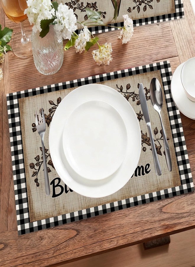 CXULIN Table Placemats Set of 6,Wood Star Cloth Placemats,Rustic Farmhouse Heat-Resistant Table Mats for Kitchen Dining Room Decoration,Non-Slip Fabric Place Mats 11.8x17.7 Inch - Image 5