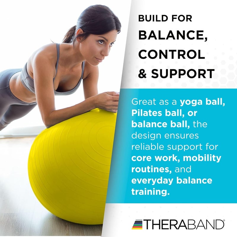 TheraBand كرة التمرين القياسية من ثيراباند - 45 سم قطر، صفراء لتدريب القوة الأساسية والثبات - Image 5