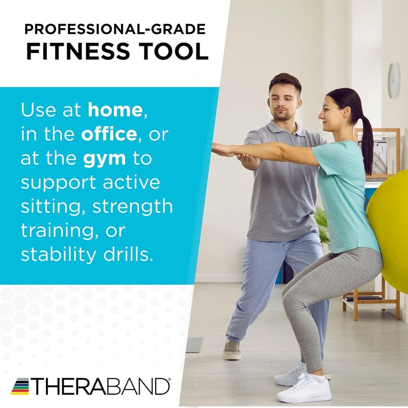 TheraBand كرة التمرين القياسية من ثيراباند - 45 سم قطر، صفراء لتدريب القوة الأساسية والثبات - Image 3
