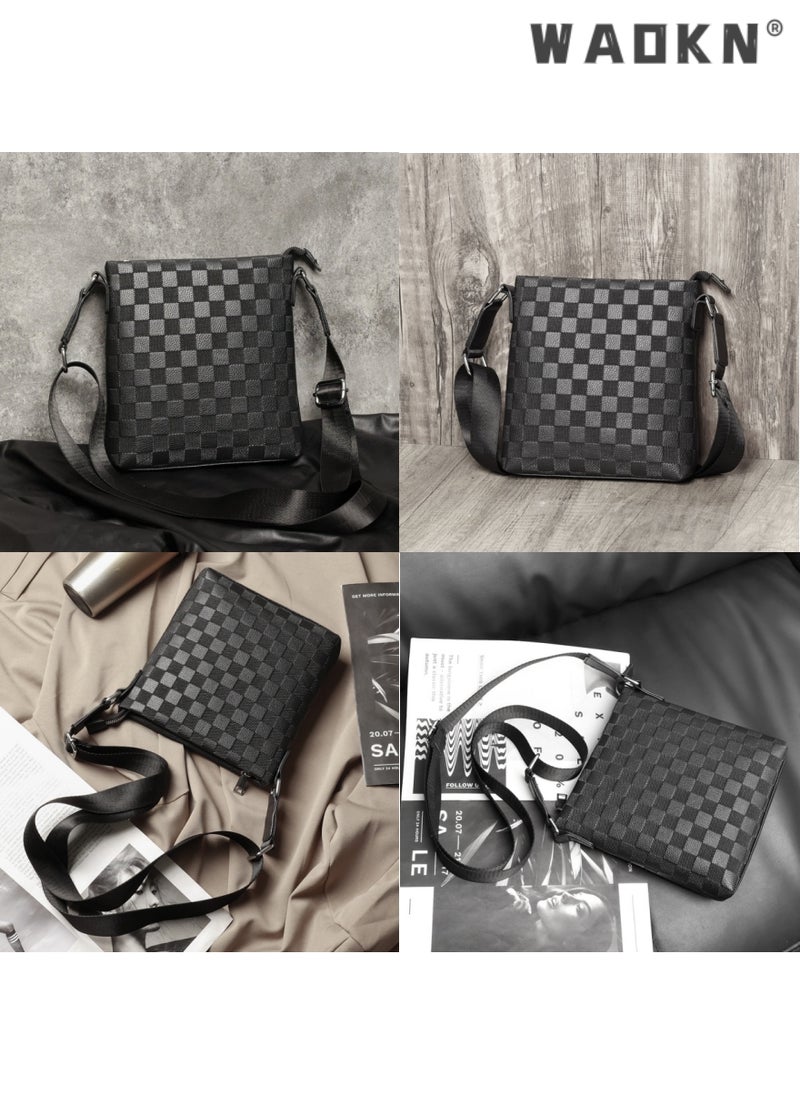 WAOKN Men's Shoulder Bag - Casual Crossbody Bag for Men, Single Shoulder Sling Backpack PU Leather Messenger Bag Business Travel Crossbody Pack Satchel Side Bag Handbag for Men Working Shopping  - Image 4