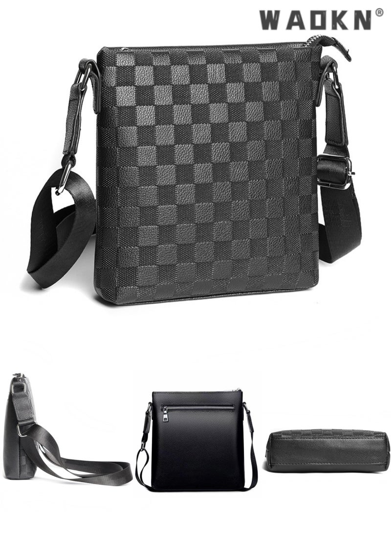 WAOKN Men's Shoulder Bag - Casual Crossbody Bag for Men, Single Shoulder Sling Backpack PU Leather Messenger Bag Business Travel Crossbody Pack Satchel Side Bag Handbag for Men Working Shopping  - Image 3