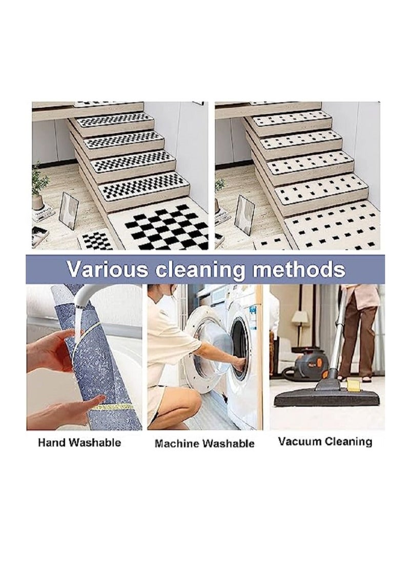 Arabest - 15 Pcs Non-Slip Stair Treads for Wooden Steps, Indoor Stair Treads Carpet Machine Washable Stair Runners Sound Insulation Stair Rugs with Rubber Backing for Pets Elders and Kids - Image 1