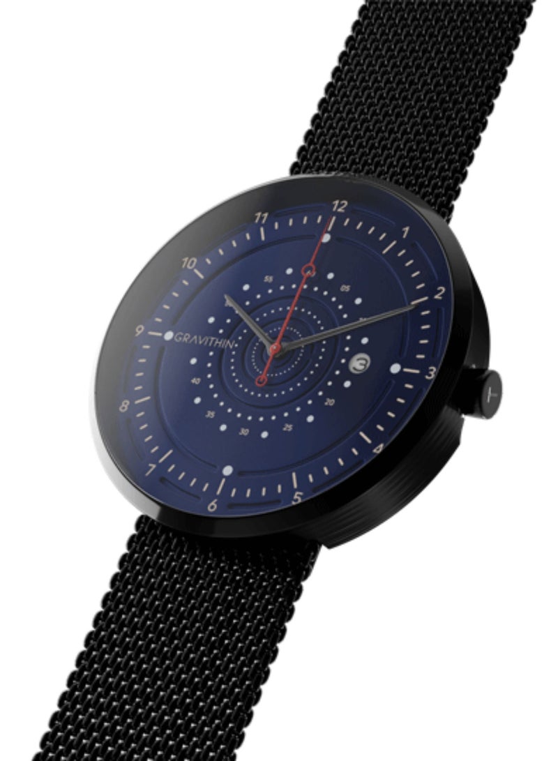 GRAVITHIN Argo AR05 with Black Milanese Mesh Band, Swiss Quartz, Sapphire Anti-Reflective Coating, 316L Brushed Stainless Steel Case 40mm - Image 3