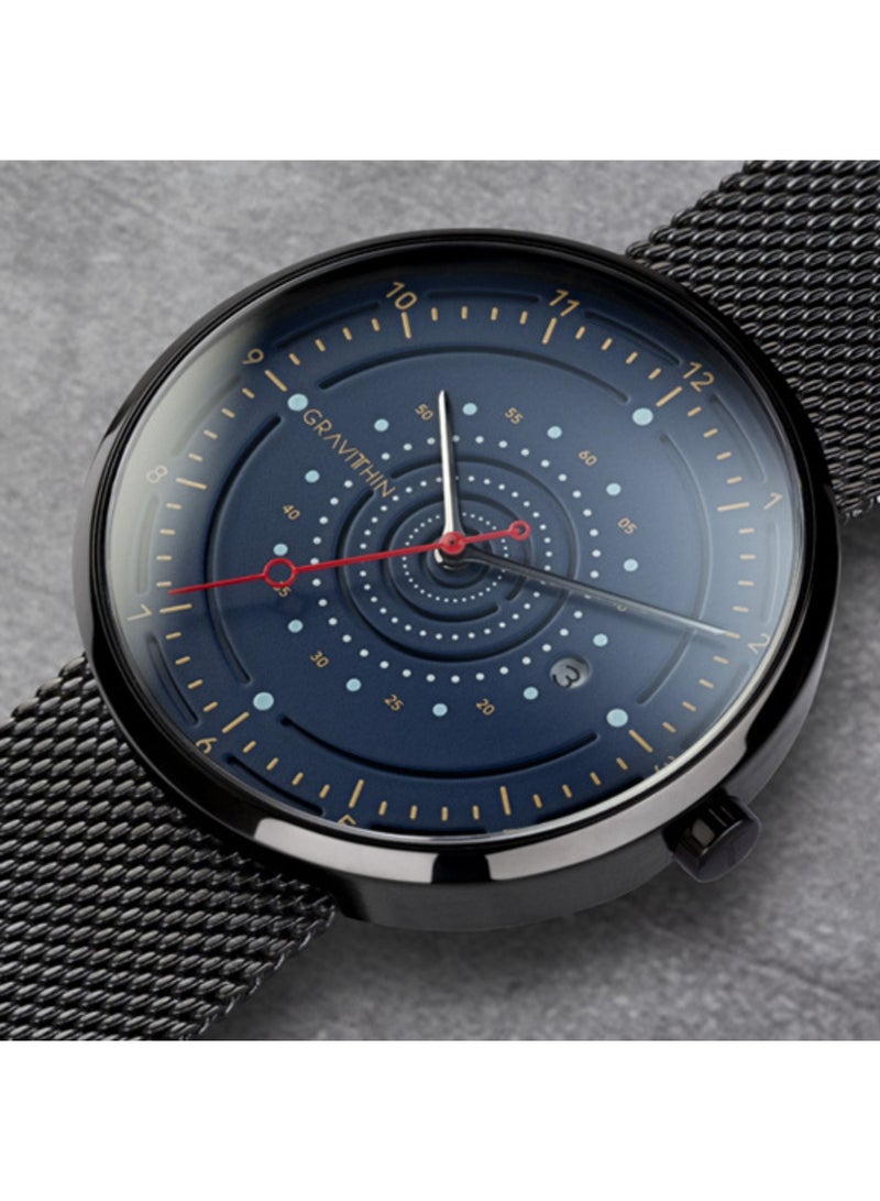 GRAVITHIN Argo AR05 with Black Milanese Mesh Band, Swiss Quartz, Sapphire Anti-Reflective Coating, 316L Brushed Stainless Steel Case 40mm - Image 2