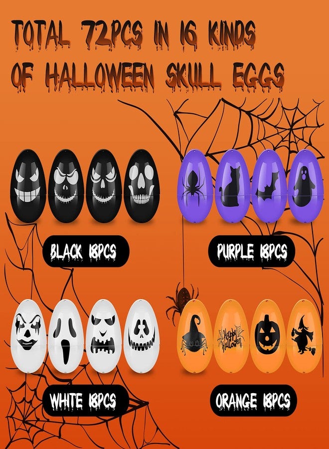 Zhanmai 72 Pieces Halloween Skull Eggs Halloween Easter Plastic Eggs Halloween Eggs Plastic Fillable Scavenger Hunt for Trick or Treating Candy Box Mini Halloween Eggs for Halloween Party Supplies - Image 2