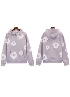Generic Autumn Winter New Couple Suit Sweatshirt Trousers Fleece-Lined Sweatshirt Denim Main Line Wood Cotton Hooded Shirt American Styl 5640 gray 
