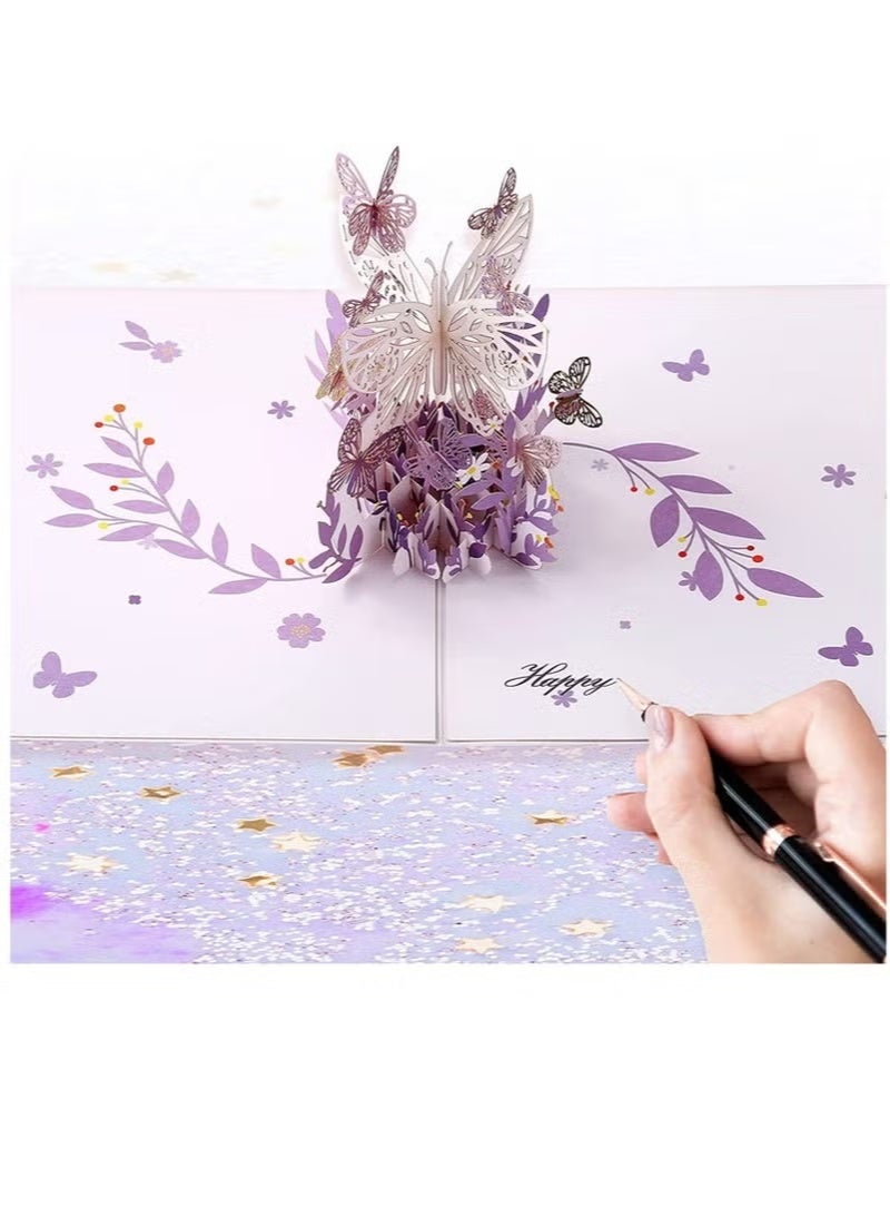 Greeting Card,3D Card, Pop Up Card, Romantic Theme Cards, Anniversary Cards for Wife Girlfriend Mother, Birthday Cards, Happy Holidays, Spring Card, Season's Greetings (Flying Butterfly) - Image 4