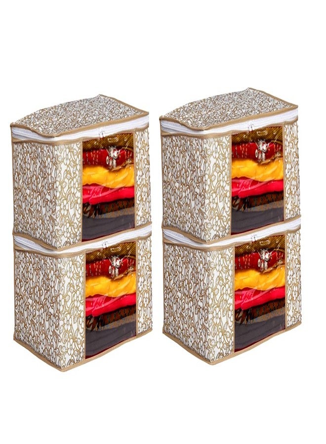 SHAPING FABRIC Garment Cover Non-Woven 90 GSM with Transparent Window & Double Metal Zipper – Pack of 4 | Dustproof Clothes Storage Bag for Sarees, Suits, Jackets, Shirts SBXLRL152493517524148524294 - Image 1