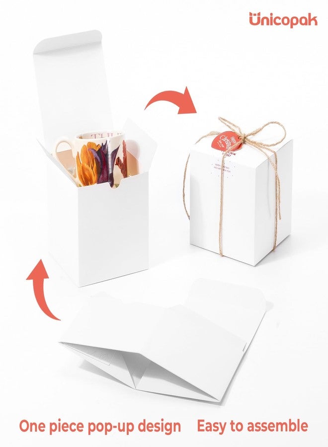 UnicoPak 10 Pack 5x5x5 Gift Boxes, Sturdy Small White Gift Boxes for Presents, Ornaments, Candles, Mugs, Easy Pop-up Assembly, Ideal for Birthday Christmas Party Business - Image 3
