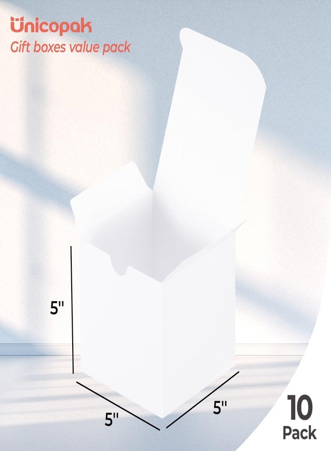 UnicoPak 10 Pack 5x5x5 Gift Boxes, Sturdy Small White Gift Boxes for Presents, Ornaments, Candles, Mugs, Easy Pop-up Assembly, Ideal for Birthday Christmas Party Business - Image 2