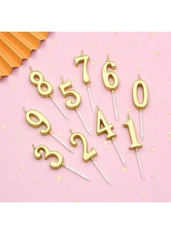 بيوند مجموعة من 10 شموع عيد ميلاد رقمية، شموع كعك لامعة، شموع كب كيك لعيد الميلاد وحفلات الزفاف وحفلات الحظ (ذهبي)  - Image 5