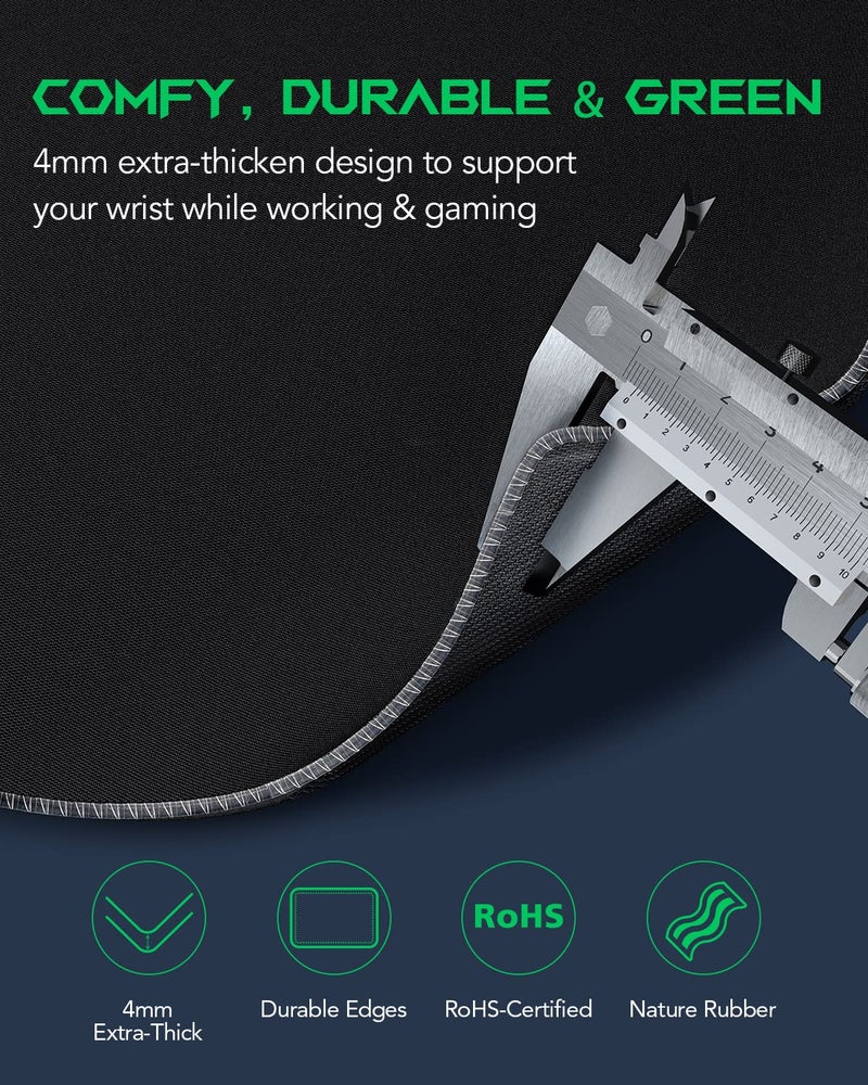 Black Shark RGB Mouse Pad 35.4"x15.75"x0.15" Extended Desk Mat with Smooth Surface and 11 Lighting Effects, Desk Pad with Anti-Fray Stitched Edges and Non-Slip Rubber Base, Gaming Mouse Pad Manta P7 - Image 4