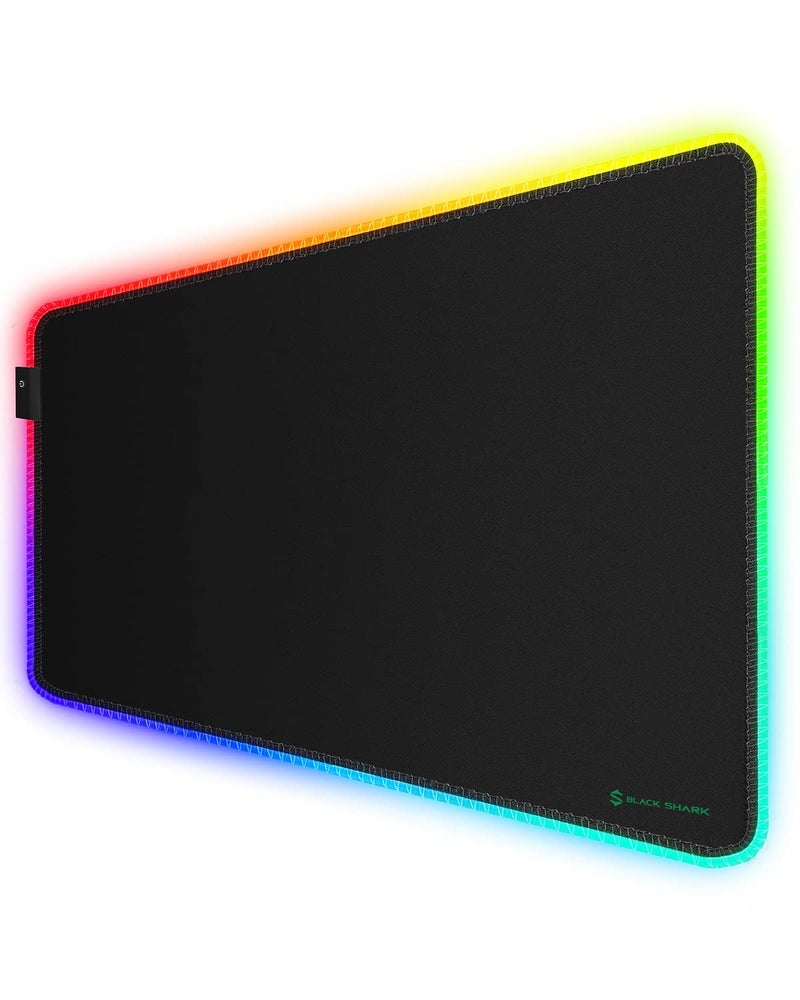 Black Shark RGB Mouse Pad 35.4"x15.75"x0.15" Extended Desk Mat with Smooth Surface and 11 Lighting Effects, Desk Pad with Anti-Fray Stitched Edges and Non-Slip Rubber Base, Gaming Mouse Pad Manta P7 - Image 1
